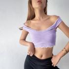 Sleeveless Cold-shoulder Mock Two-piece Cropped Top