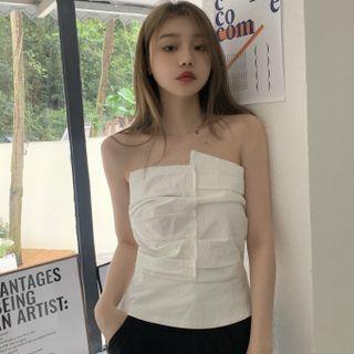 Asymmetrical Ruched Tube Top