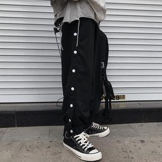 Button-accent Wide Leg Pants