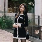 Contrast-trim Mini Knit Dress Black - One Size