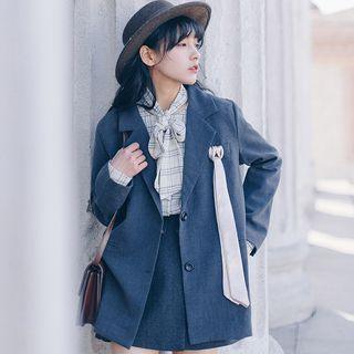 Plain Blazer With Detachable Silk Tie