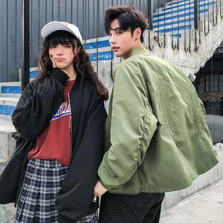 Couple Matching Wing Embroidered Zip Jacket