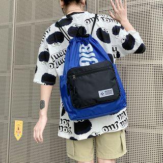 Lettering Drawstring Nylon Backpack