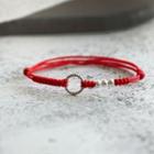 Bead String Bracelet Silver & Red - One Size
