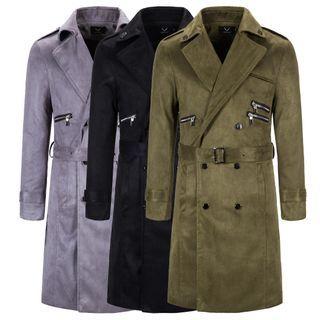 Double-breasted Velvet Trench Jacket
