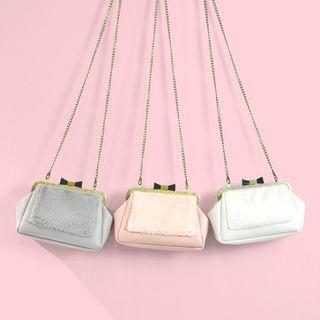 Fleece Panel Faux Leather Crossbody Bag