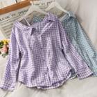 Asymmetric One-shoulder Checker Shirt