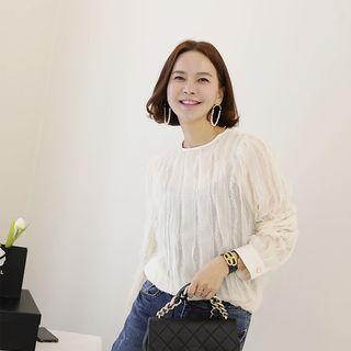 Round-neck Frilled Mesh Top