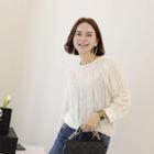 Round-neck Frilled Mesh Top
