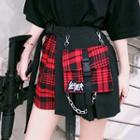 Set: Pleated Skirt + Plaid Shorts + Belt Bag