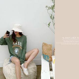 Lettered Linen Blend Pullover