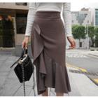 Ruffle-trim Midi Skirt
