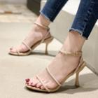 Rhinestone Faux Leather High-heel Sandals