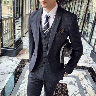 Set: Plain Blazer + Vest