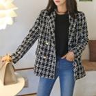 Metallic-button Double-breasted Tweed Jacket Black - One Size