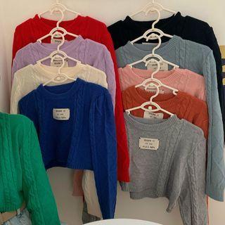 Round-neck Linen Flower Long-sleeve Knit Top