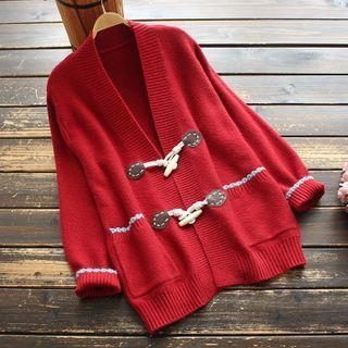 Toggle-front V-neck Cardigan