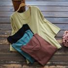 3/4-sleeve Cut-out Knit Top
