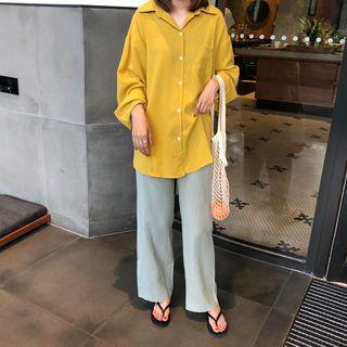 Plain Long Shirt / Straight Cut Pants