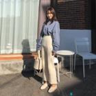 Cable-knit Straight-cut Pants Ivory - One Size
