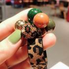 Embellished Bead Leopard Print Hair Tie As Shown In Figure - One Size