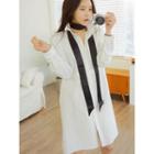 Slit-side Plain Shirtdress