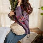 Floral Print Wool Blend Knit Top
