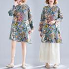 Long-sleeve Floral Mini Shirt Dress