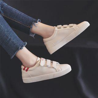 Faux Leather Adhesive Strap Sneakers