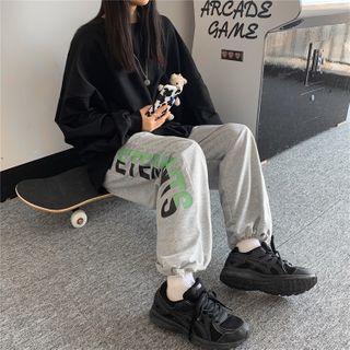 Drawstring Hem Lettering Sweatpants
