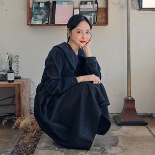 Puritan-collar Corduroy Dress