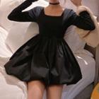 Long-sleeve Square Neck Mini Dress As Shown In Figure - One Size