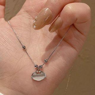Lock Cat Eye Stone Pendant Necklace