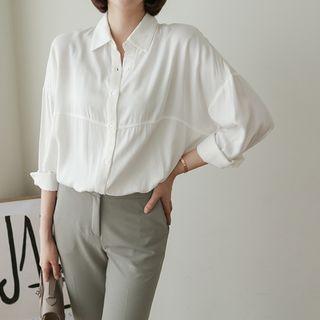 Seam-trim Oversized Silky Shirt