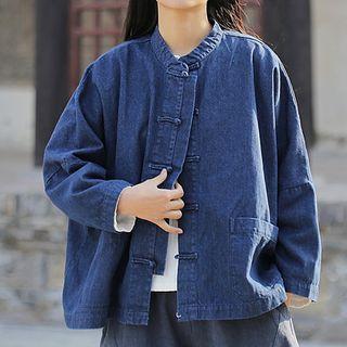 Knot Button Denim Jacket