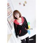Ear-accent Hooded Jacket Black - One Size