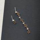 925 Sterling Silver Rhinestone Star Mismatch Earring 1 Pair - As Shown In Figure - One Size