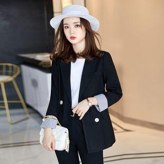 Double Breasted Blazer / Straight Leg Dress Pants / Set