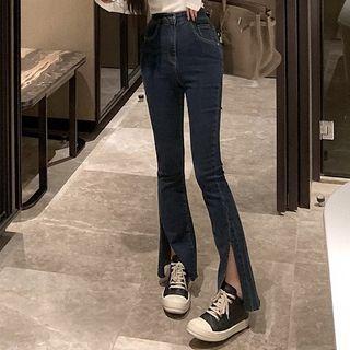 High Waist Boot Cut Slit Jeans