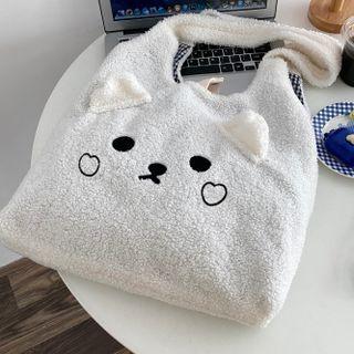 Fleece Animal Tote Bag Bear - White - One Size