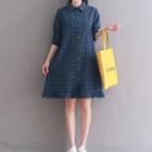 Plaid Frill Hem Shirtdress