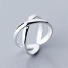 925 Sterling Silver Cross Layered Open Ring Ring - One Size
