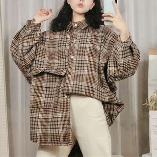 Plaid Woolen Shirt As Shown In Figure - One Size