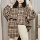 Plaid Woolen Shirt As Shown In Figure - One Size