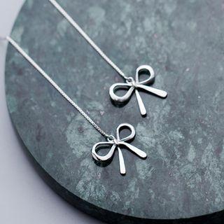 925 Sterling Silver Bow Dangle Earring S925 Silver - Silver - One Size
