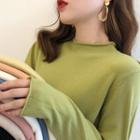 Mock Turtleneck Long-sleeve Knit T-shirt