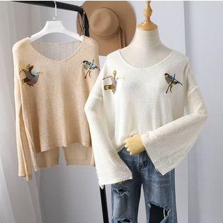Embroidered V-neck Sweater