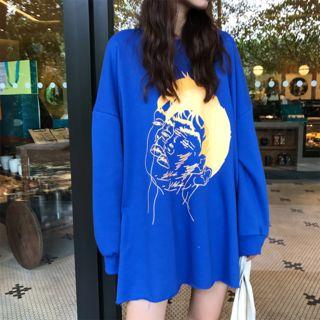 Printed Long Pullover / Midi H-line Skirt