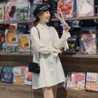 Tie-cuff Long-sleeve Mini Shirt Dress