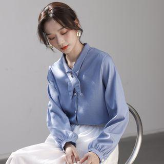 Tie-neck Button-up Blouse